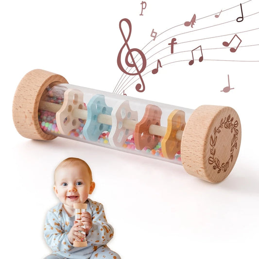Luxe Aura Montessori Rainbow Rain Stick – Colourful Wooden Sensory Toy for Early Learning