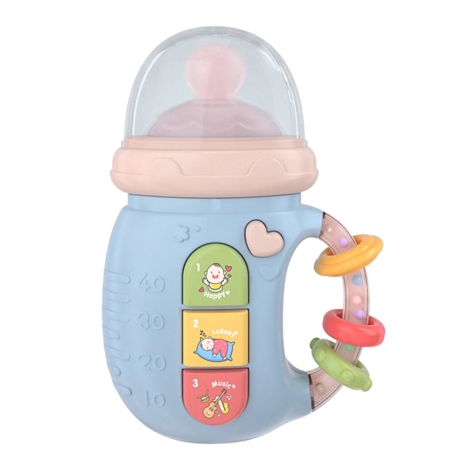 Musical Baby Bottle Rattle with Lights & Teething Pacifier