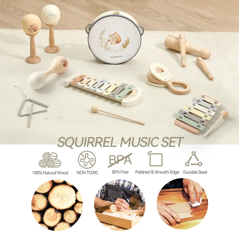 Classic Montessori Wooden Music Toy – Baby Xylophone Educational Set