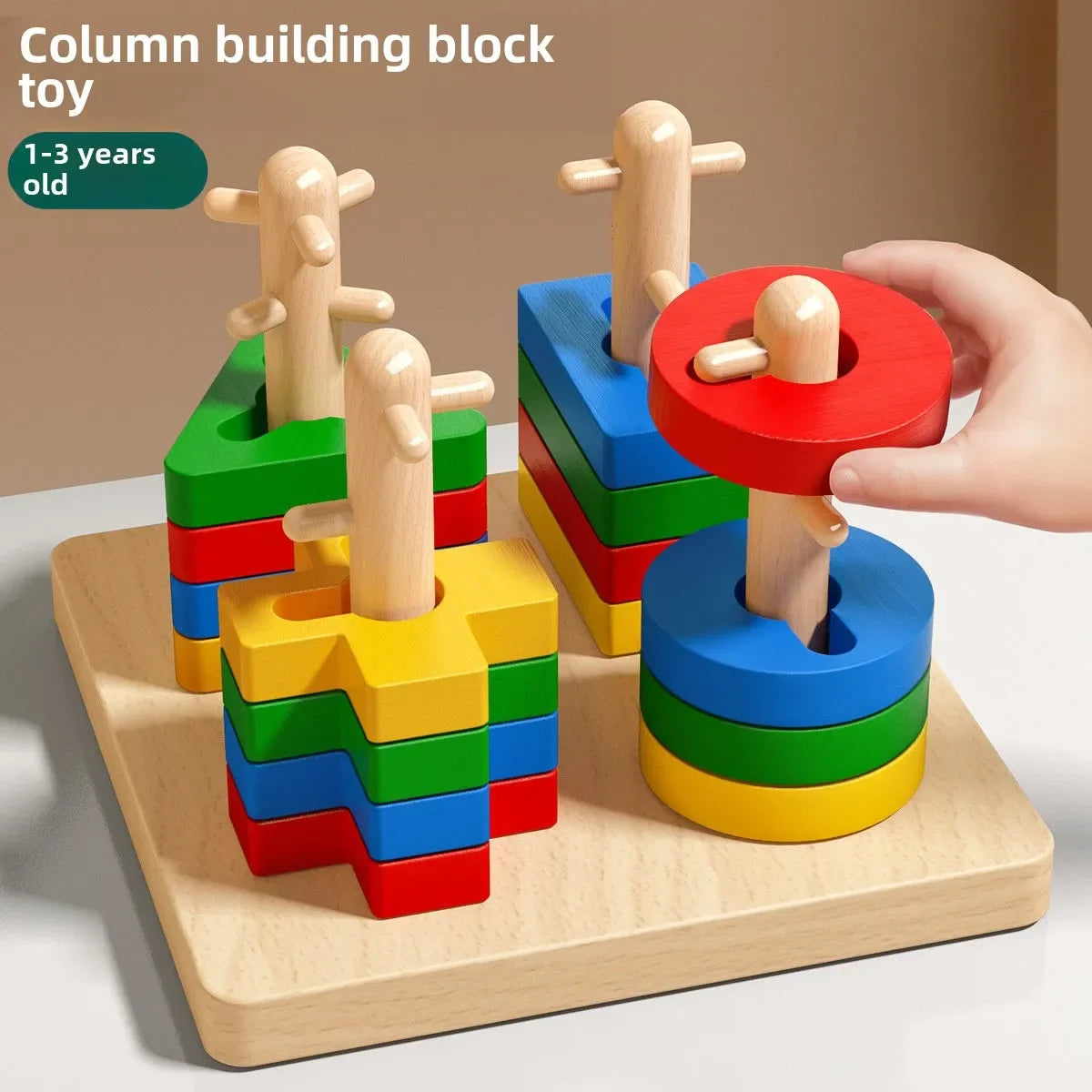 Luxe Aura Montessori Wooden Sorting & Stacking Toy – Early Learning Through Play