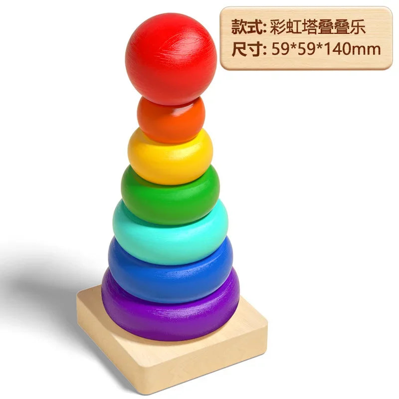 Luxe Aura Montessori Wooden Sorting & Stacking Toy – Early Learning Through Play