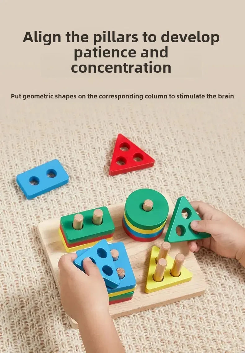 Luxe Aura Montessori Wooden Sorting & Stacking Toy – Early Learning Through Play