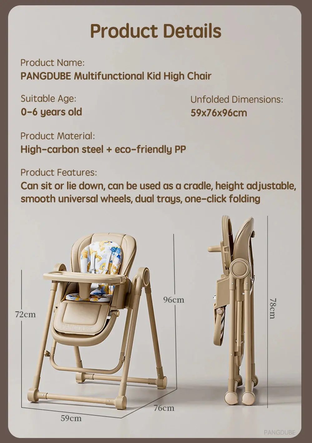 Luxe Aura 2-in-1 Convertible Baby High Chair & Rocker Luxe Aura Elegant