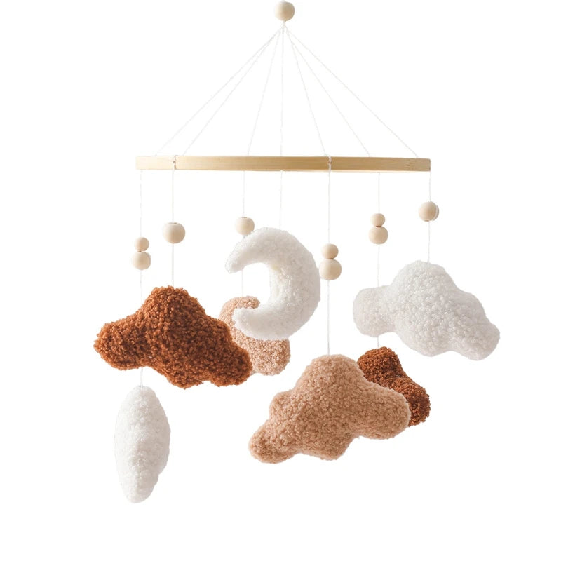 Wooden Baby Crib Mobile with Musical Teddy Bear Dolls