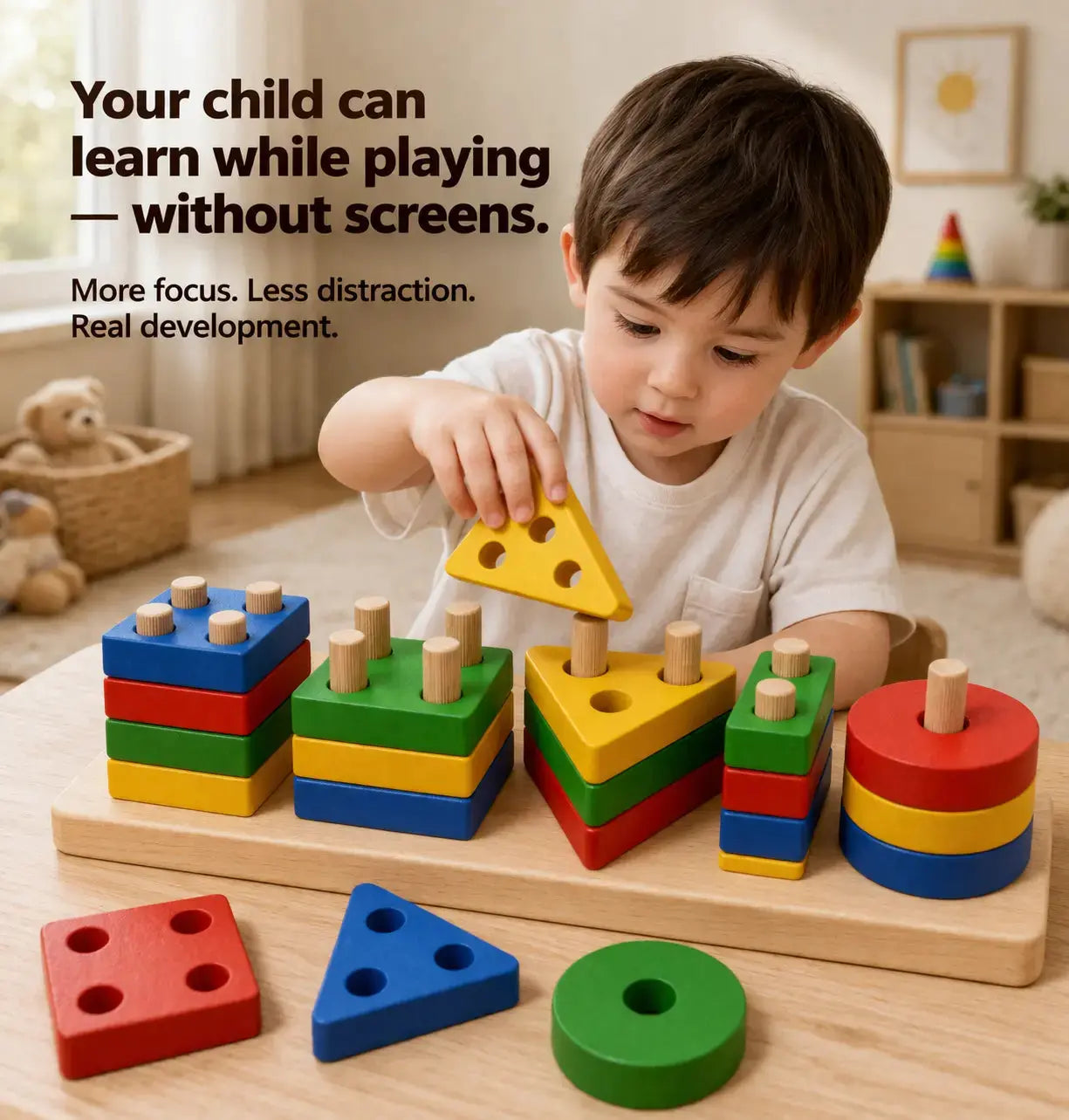 Luxe Aura Montessori Toys Wooden Sorting & Stacking Toy – Early Learning Through Play Luxe Aura Elegant