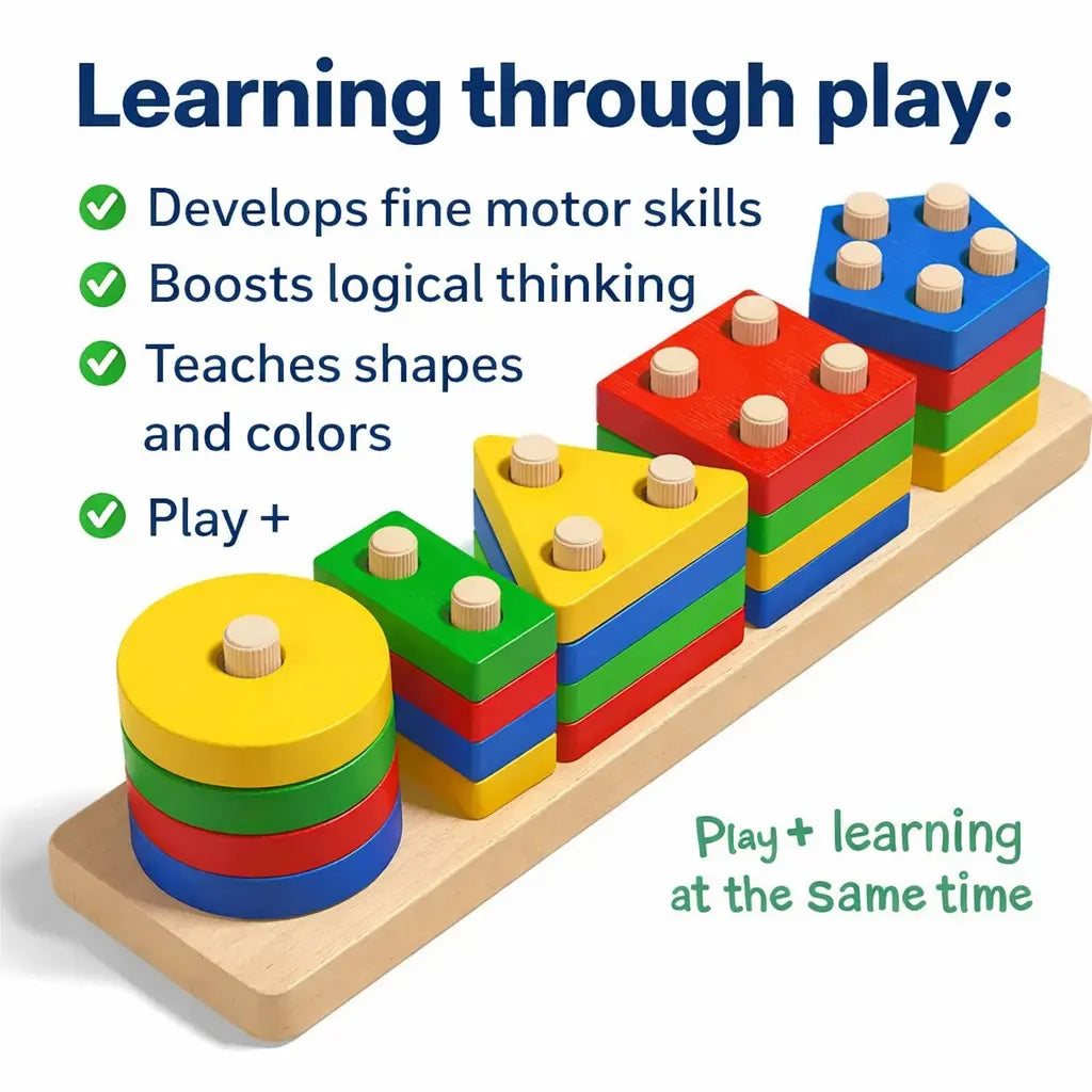Luxe Aura Montessori Toys Wooden Sorting & Stacking Toy – Early Learning Through Play Luxe Aura Elegant