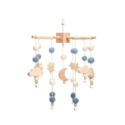 Wooden Baby Crib Mobile with Musical Teddy Bear Dolls