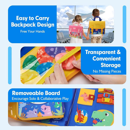 Montessori Busy Board Backpack – Sensory & Life Skills Learning Toy