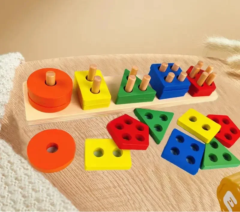 Luxe Aura Montessori Wooden Sorting & Stacking Toy – Early Learning Through Play