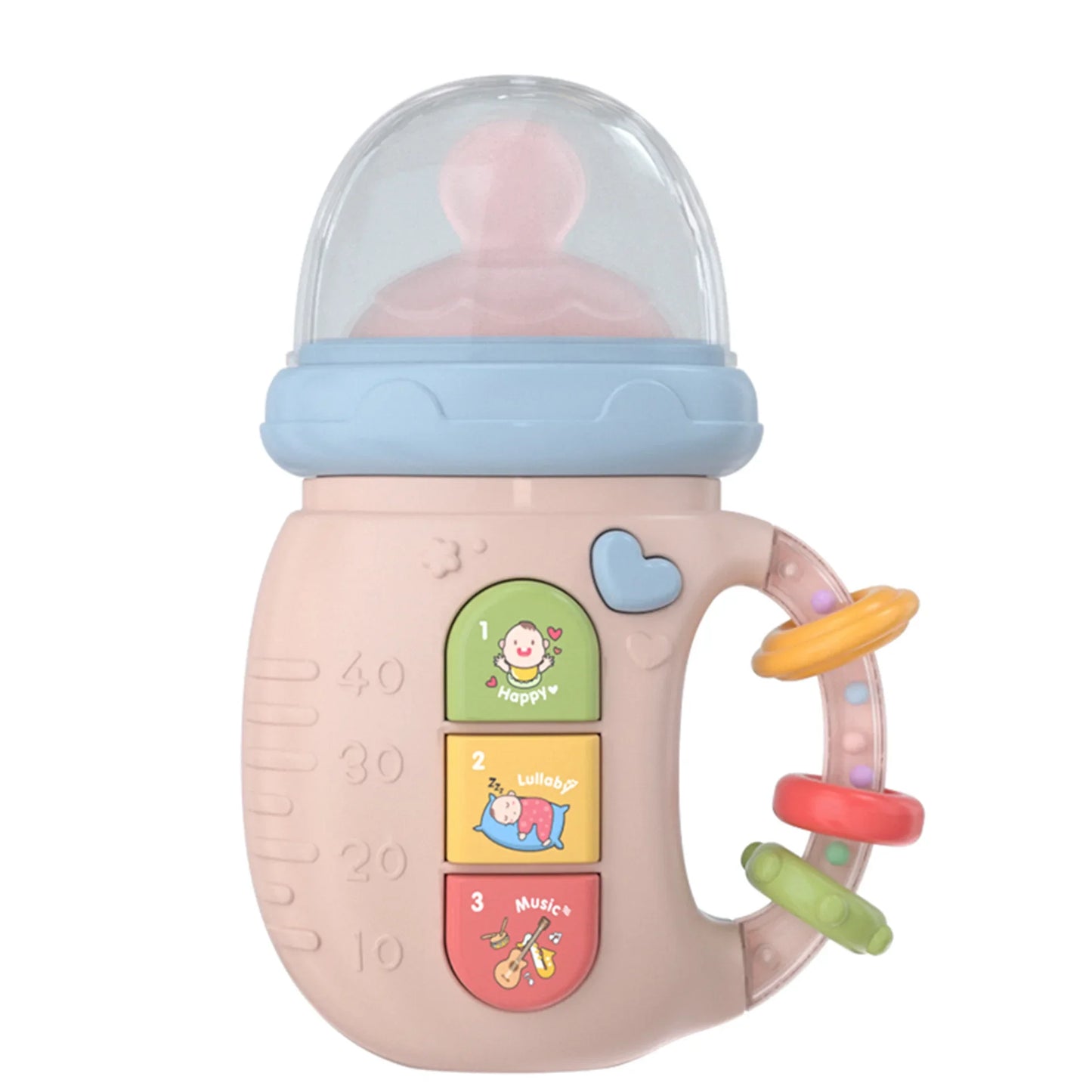 Musical Baby Bottle Rattle with Lights & Teething Pacifier