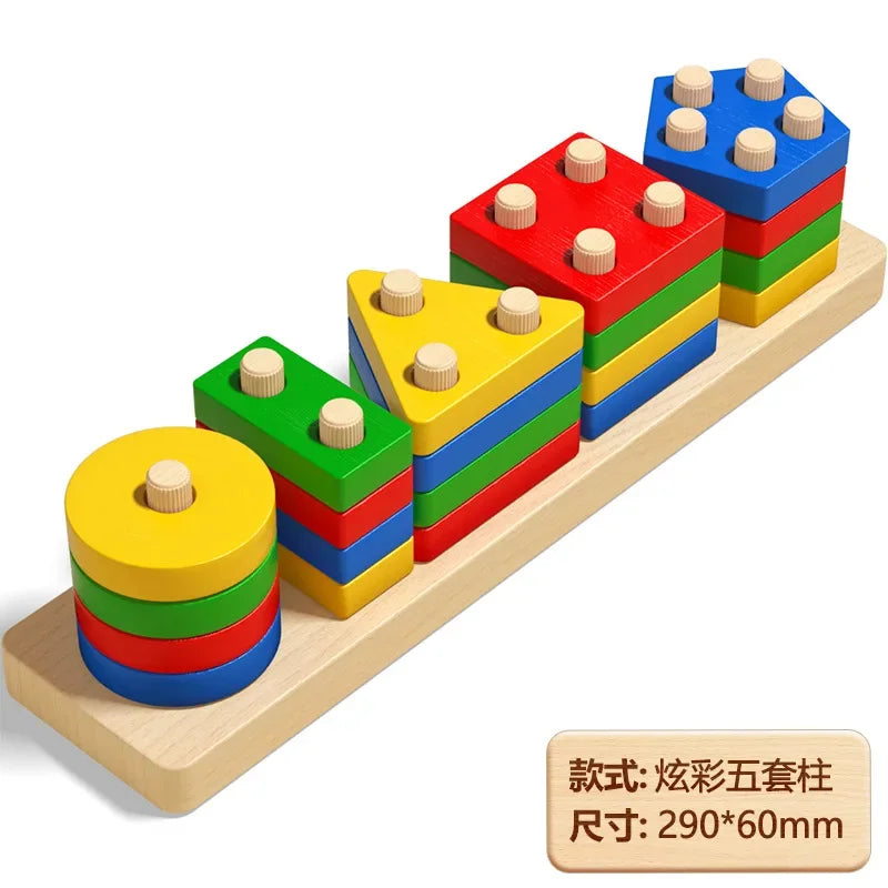 Luxe Aura Montessori Wooden Sorting & Stacking Toy – Early Learning Through Play