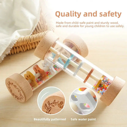 Luxe Aura Montessori Rainbow Rain Stick – Colourful Wooden Sensory Toy for Early Learning Luxe Aura Elegant