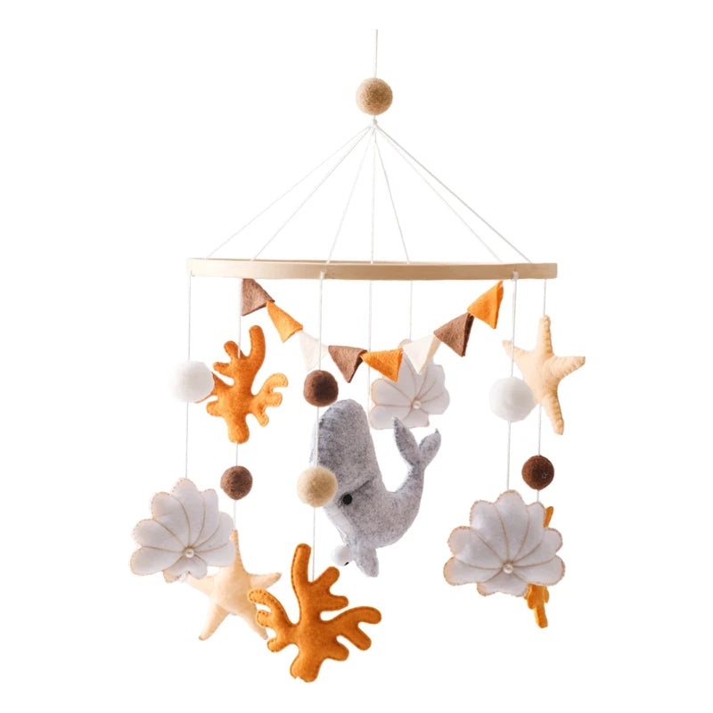 Wooden Baby Crib Mobile with Musical Teddy Bear Dolls