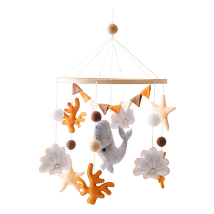 Wooden Baby Crib Mobile with Musical Teddy Bear Dolls