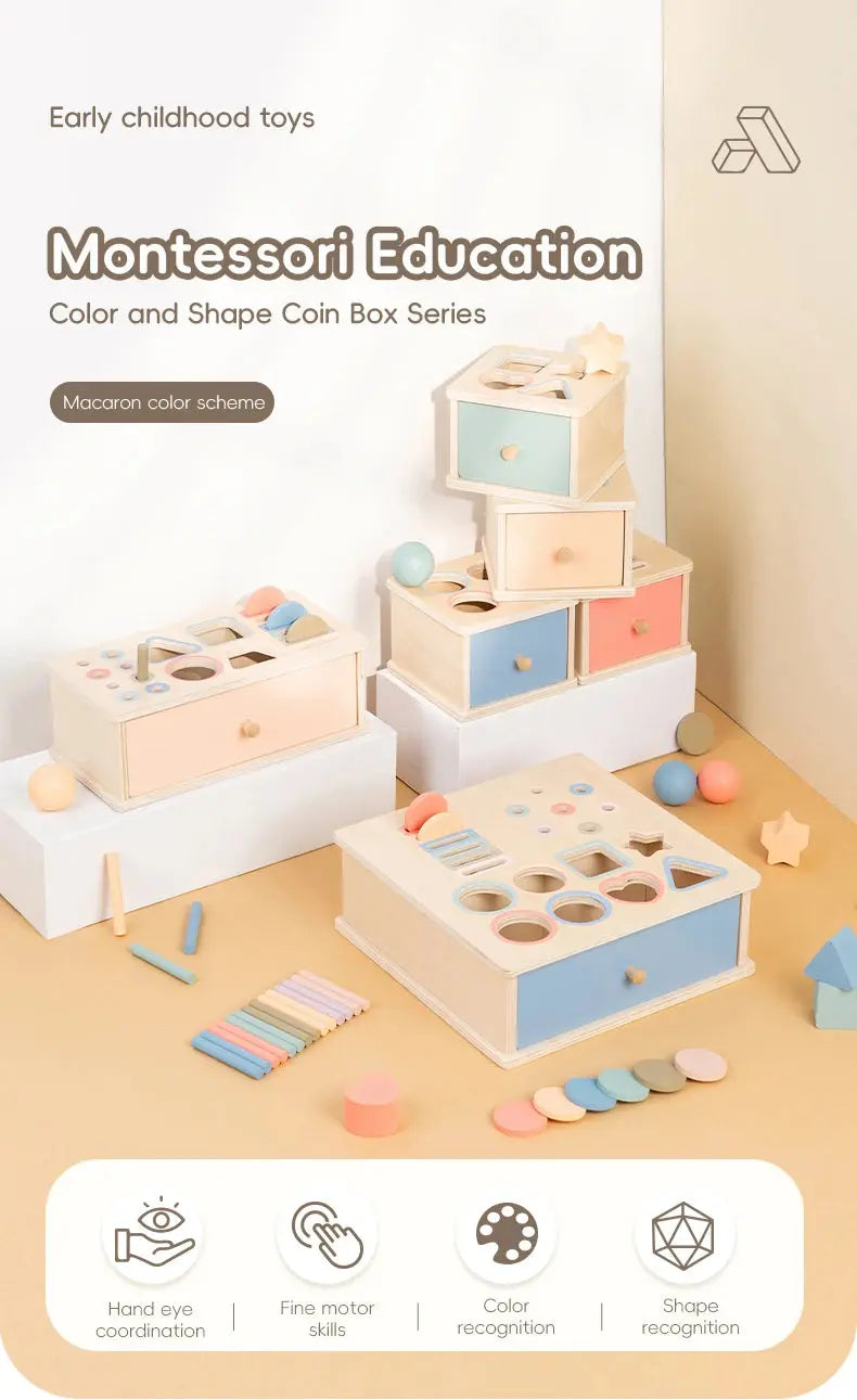 Montessori Wooden Shape Sorting Box – Learn, Play & Grow Naturally Luxe Aura Elegant