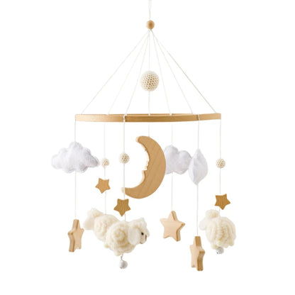 Wooden Baby Crib Mobile with Musical Teddy Bear Dolls