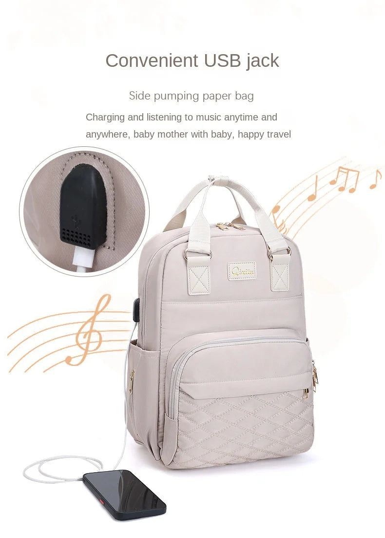 Luxe Aura USB Maternity Backpack – Smart, Stylish & Made for Modern Motherhood