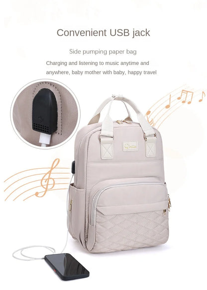 Luxe Aura USB Maternity Backpack – Smart, Stylish & Made for Modern Motherhood