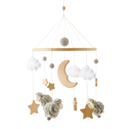 Wooden Baby Crib Mobile with Musical Teddy Bear Dolls