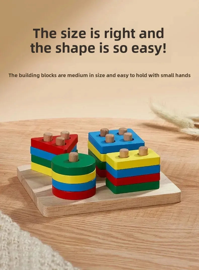 Luxe Aura Montessori Wooden Sorting & Stacking Toy – Early Learning Through Play