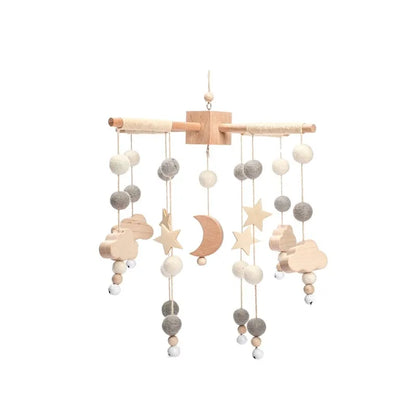 Wooden Baby Crib Mobile with Musical Teddy Bear Dolls