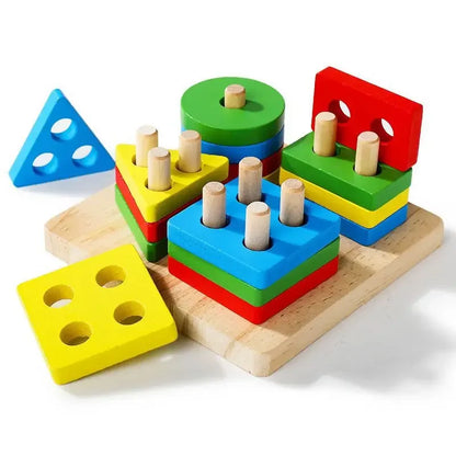 Luxe Aura Montessori Wooden Sorting & Stacking Toy – Early Learning Through Play