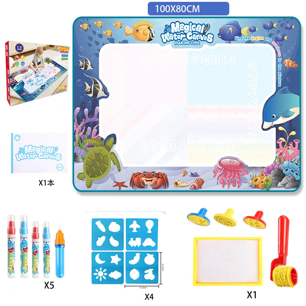Magic Water Drawing Mat 100x80CM – Reusable Doodle & Colouring Toy
