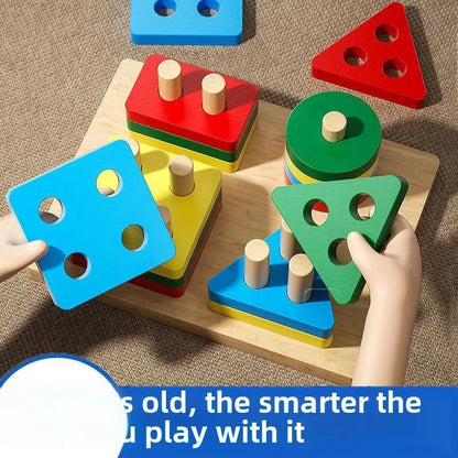 Luxe Aura Montessori Wooden Sorting & Stacking Toy – Early Learning Through Play