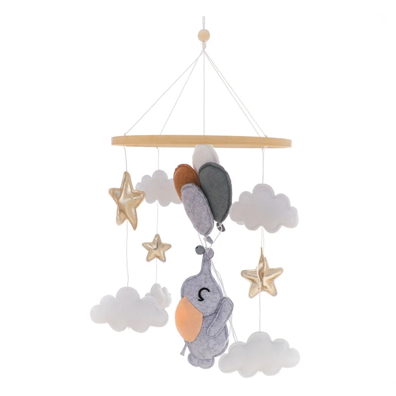 Wooden Baby Crib Mobile with Musical Teddy Bear Dolls