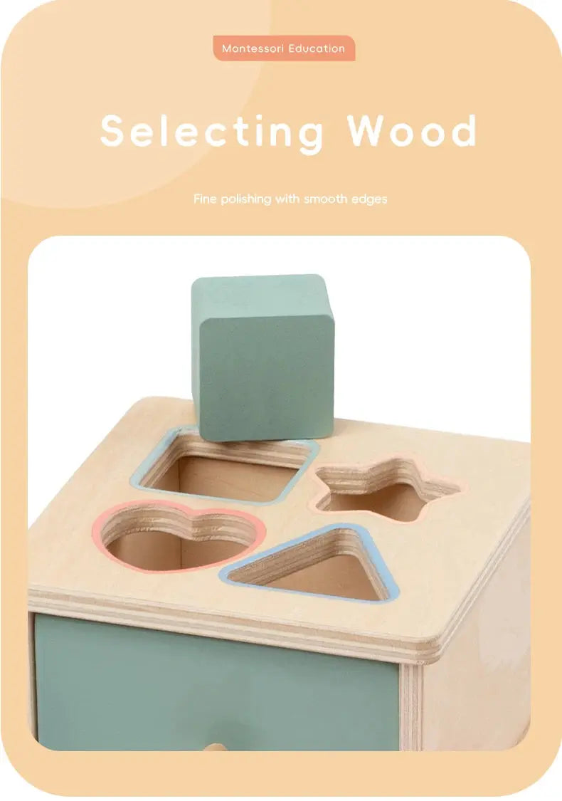 Montessori Wooden Shape Sorting Box – Learn, Play & Grow Naturally Luxe Aura Elegant