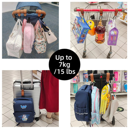 Elegant Stroller Hooks with PU Leather Straps – Pram Organiser Hangers