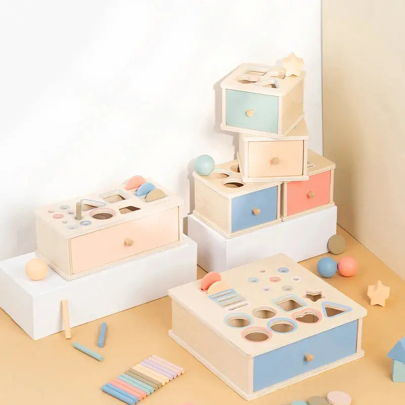 Montessori Wooden Shape Sorting Box – Learn, Play & Grow Naturally Luxe Aura Elegant