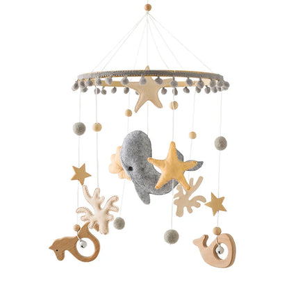 Wooden Baby Crib Mobile with Musical Teddy Bear Dolls