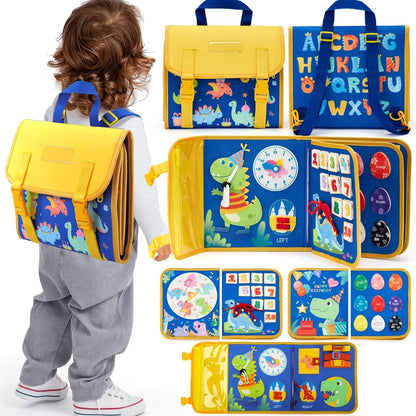 Montessori Busy Board Backpack – Sensory & Life Skills Learning Toy