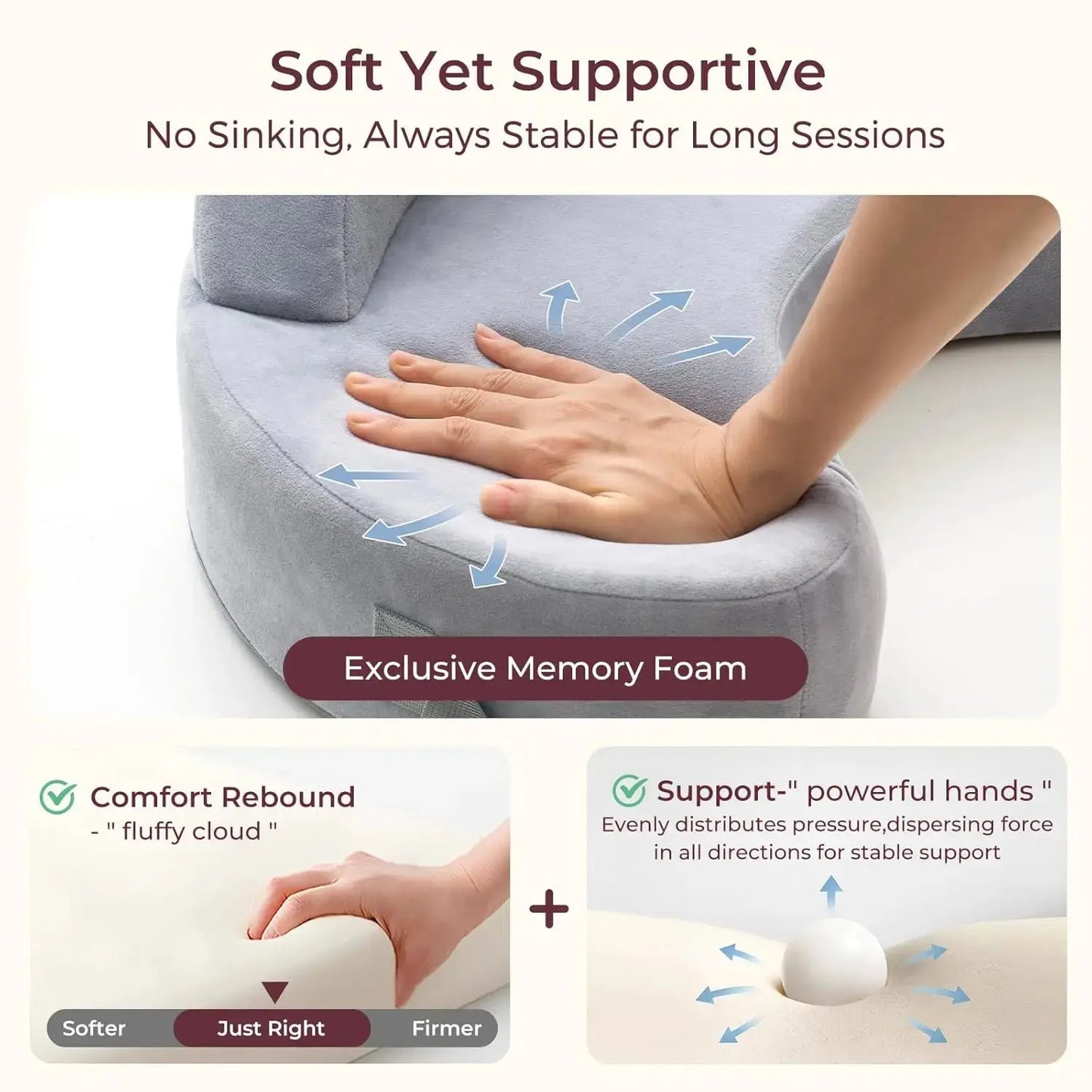 Luxe Aura Ergonomic Memory Foam Nursing Pillow – Premium Comfort for Modern Motherhood Luxe Aura Elegant