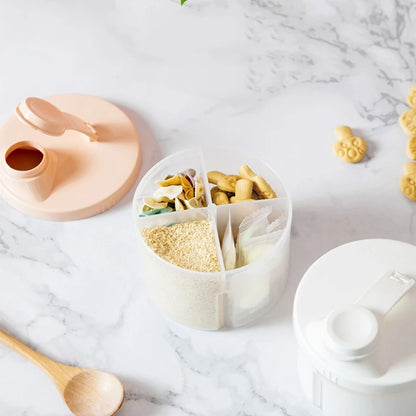 4-Compartment Baby Milk Powder & Snack Storage Box – Smart, Safe, and Portable